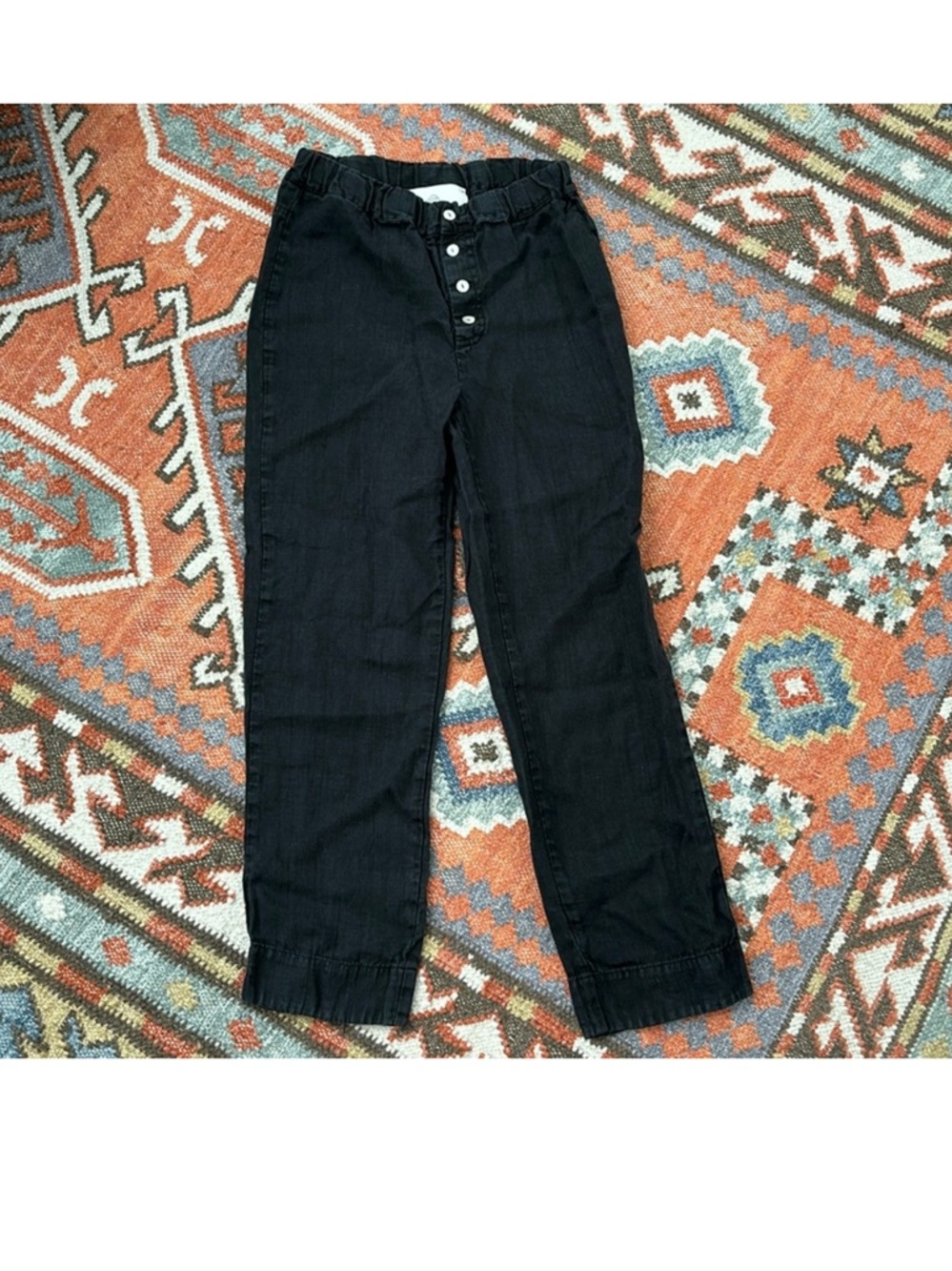 Women's Sugar Candy Mountain Black Linen Button-Front Pants